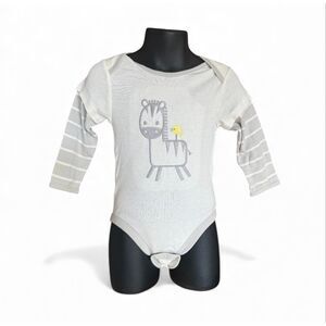 NWT Old Navy Unisex Boys Zebra Embroidered Layered Look Bodysuit - Sz 12-18 mo
